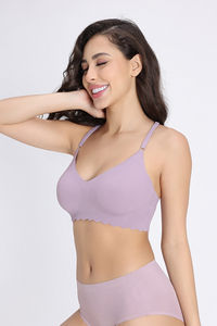 Zivame Freeform Padded Non Wired 3/4Th Coverage Bralette - Sea Fog — thumbnail 3